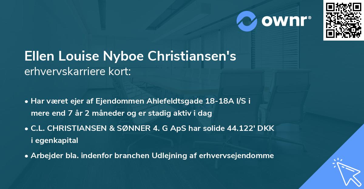 Ellen Louise Nyboe Christiansen's erhvervskarriere kort