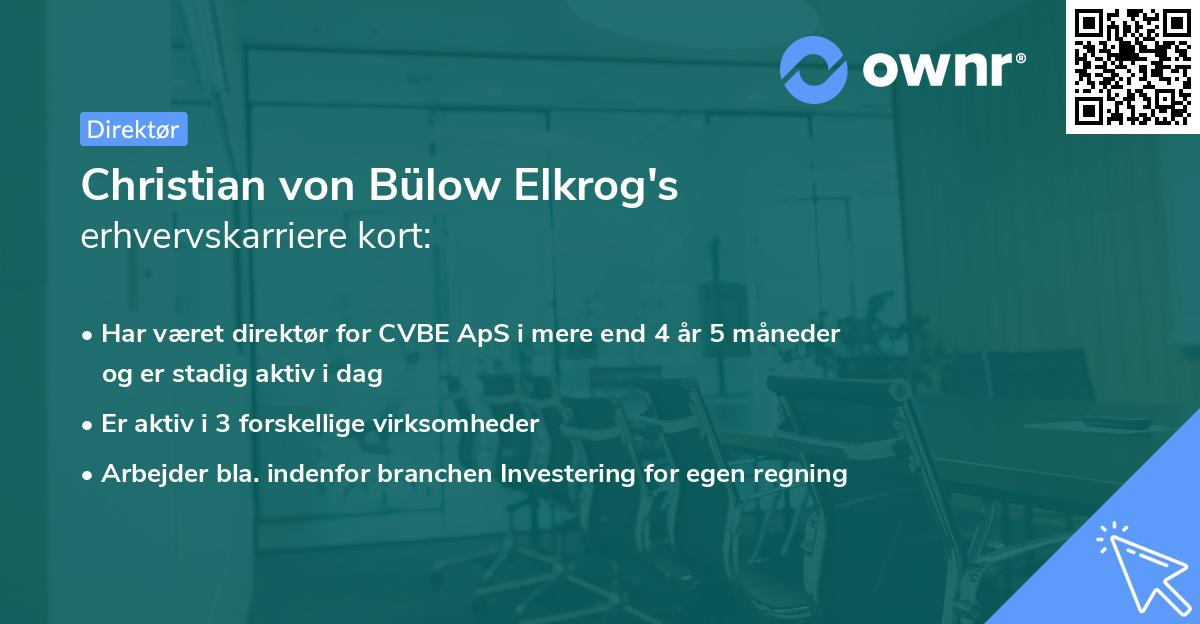 Christian von Bülow Elkrog's erhvervskarriere kort