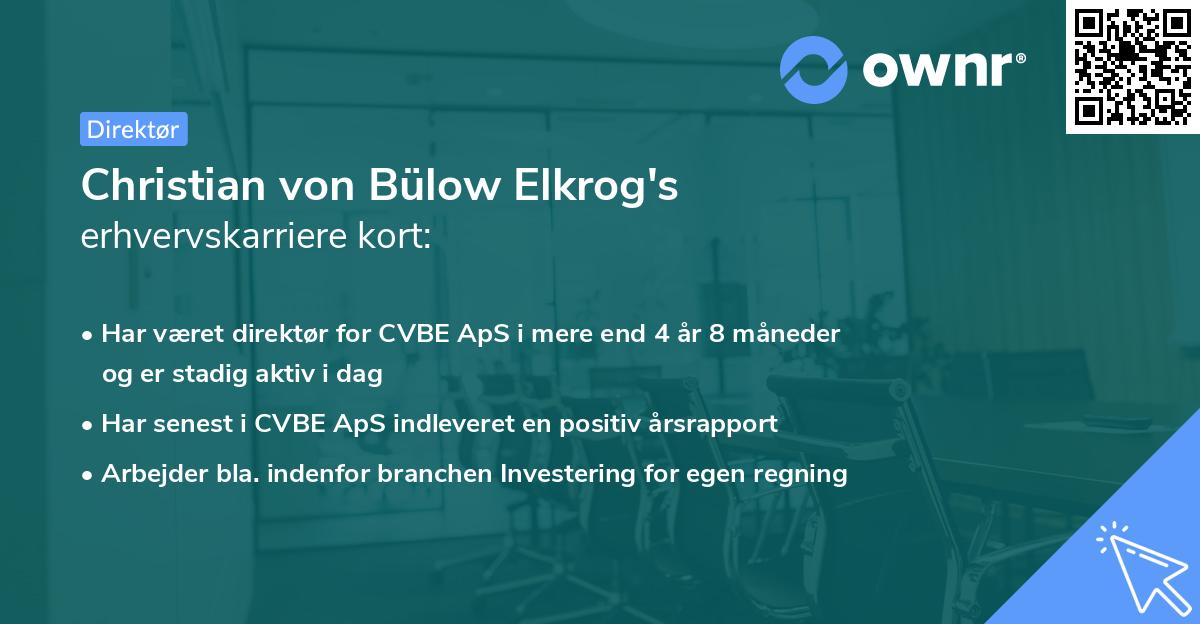 Christian von Bülow Elkrog's erhvervskarriere kort