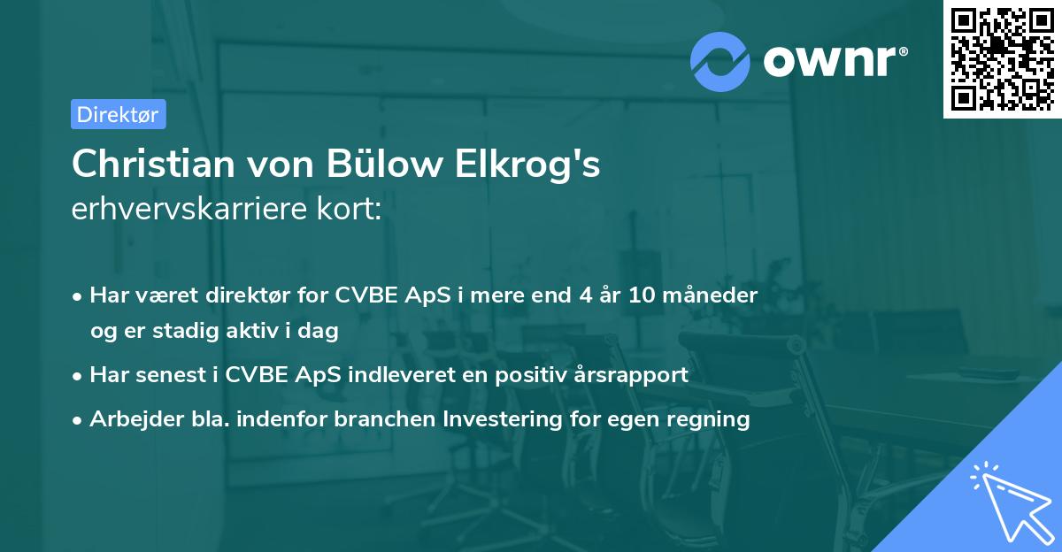 Christian von Bülow Elkrog's erhvervskarriere kort