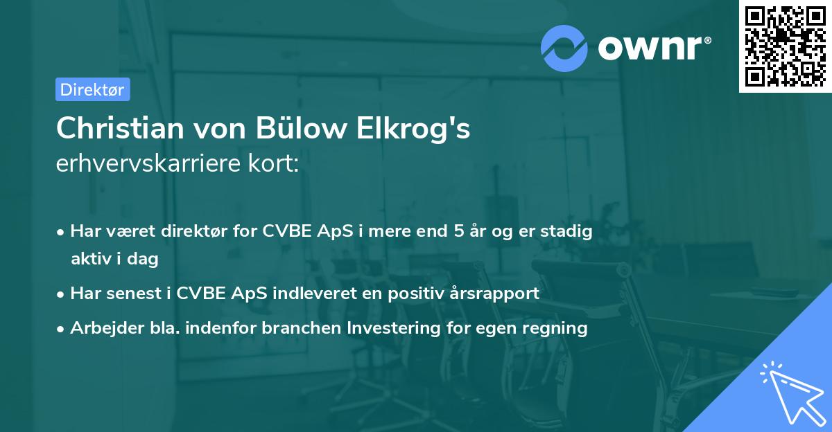 Christian von Bülow Elkrog's erhvervskarriere kort