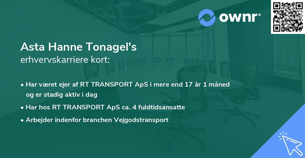 Asta Hanne Tonagel's erhvervskarriere kort