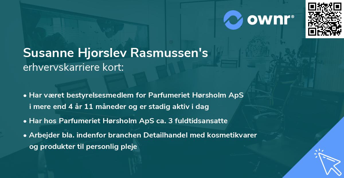 Susanne Hjorslev Rasmussen's erhvervskarriere kort