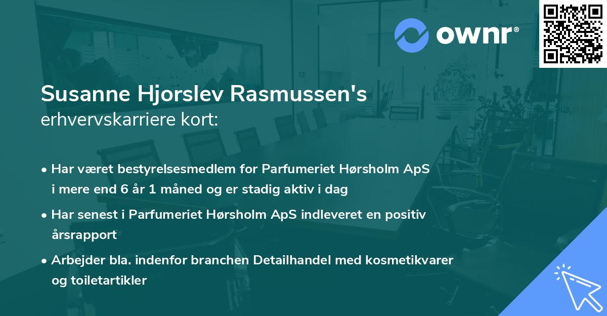 Susanne Hjorslev Rasmussen's erhvervskarriere kort