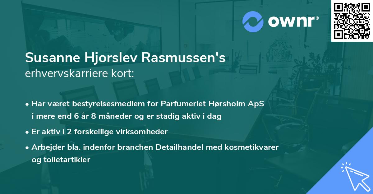 Susanne Hjorslev Rasmussen's erhvervskarriere kort