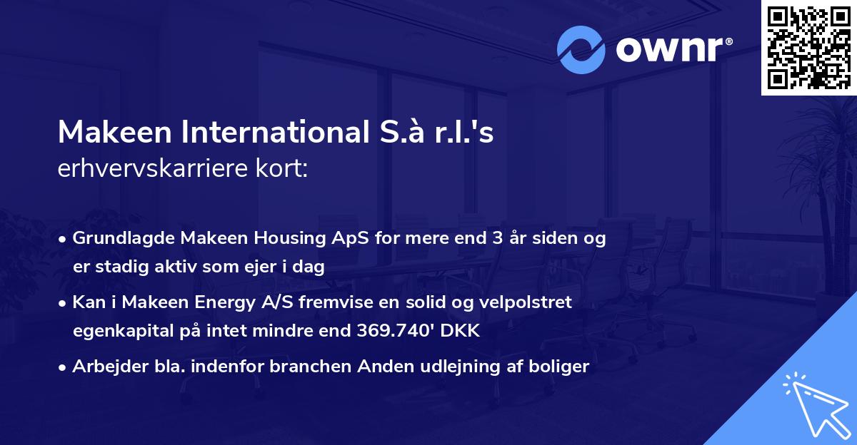 Makeen International S.à r.l.'s erhvervskarriere kort