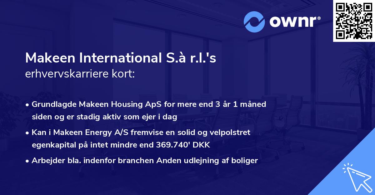 Makeen International S.à r.l.'s erhvervskarriere kort