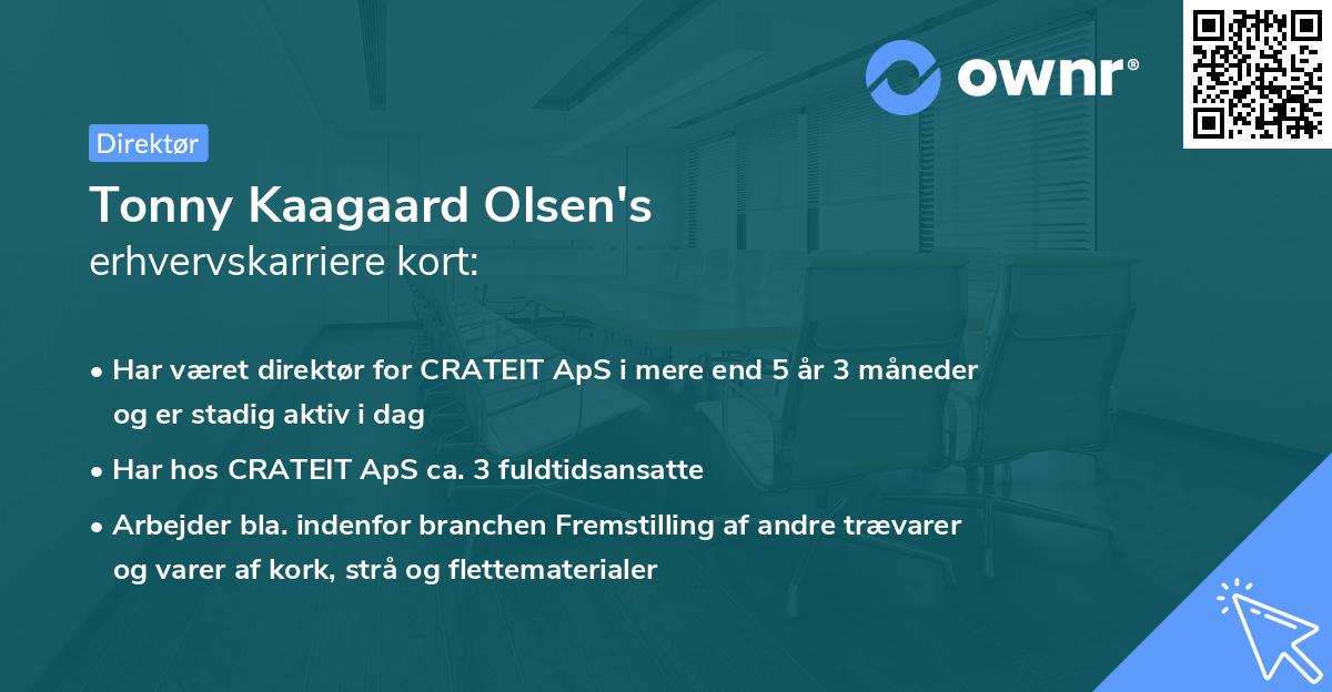 Tonny Kaagaard Olsen's erhvervskarriere kort