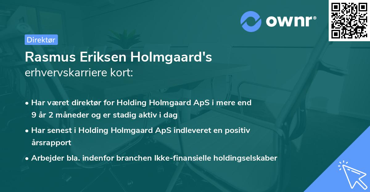 Rasmus Eriksen Holmgaard's erhvervskarriere kort