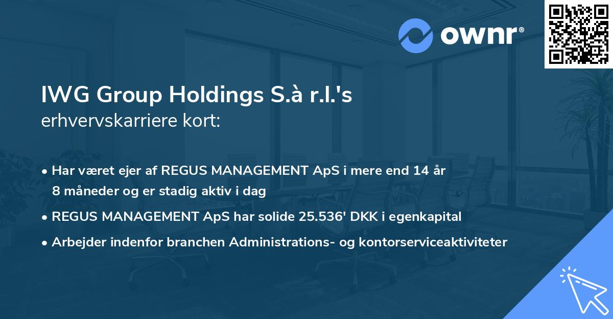 IWG Group Holdings S.à r.l.'s erhvervskarriere kort