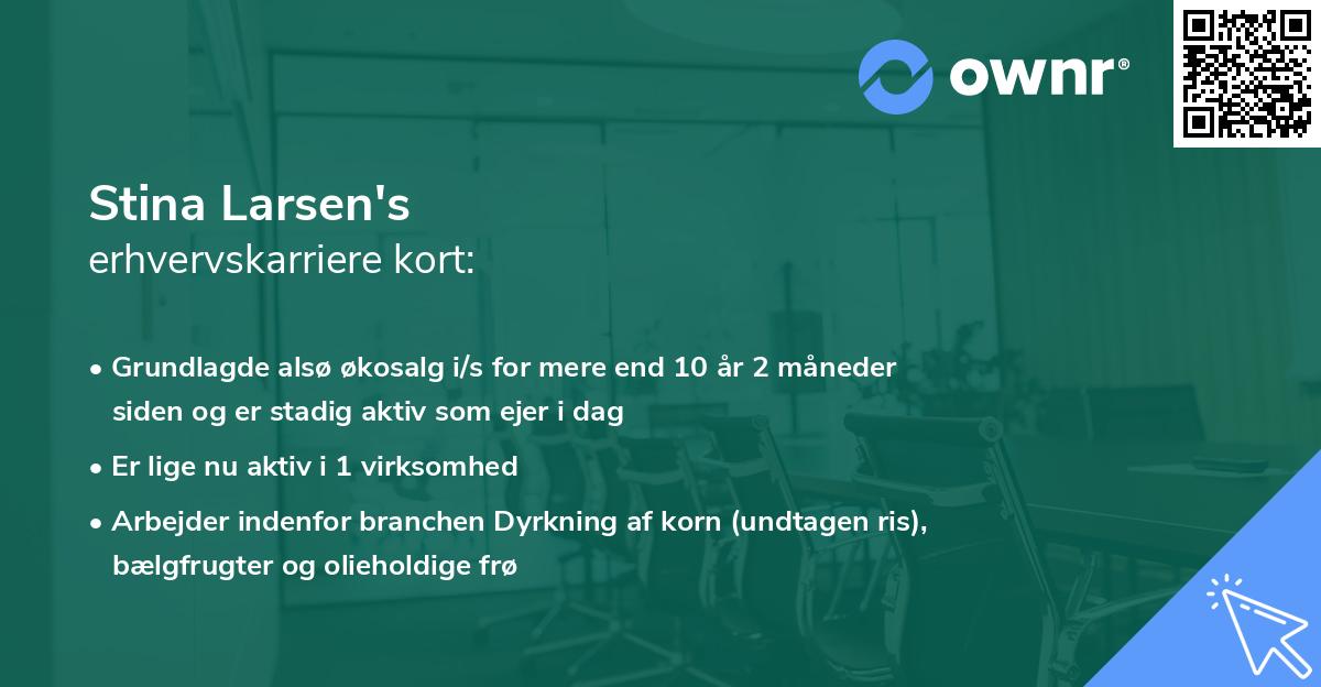Stina Larsen's erhvervskarriere kort