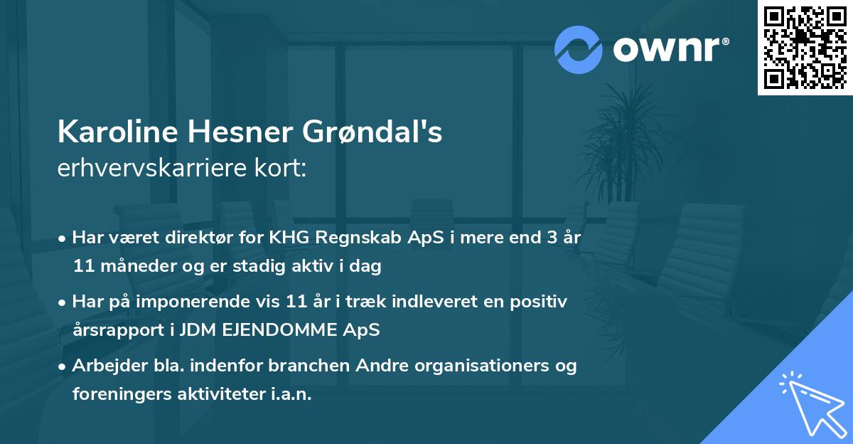 Karoline Hesner Grøndal's erhvervskarriere kort