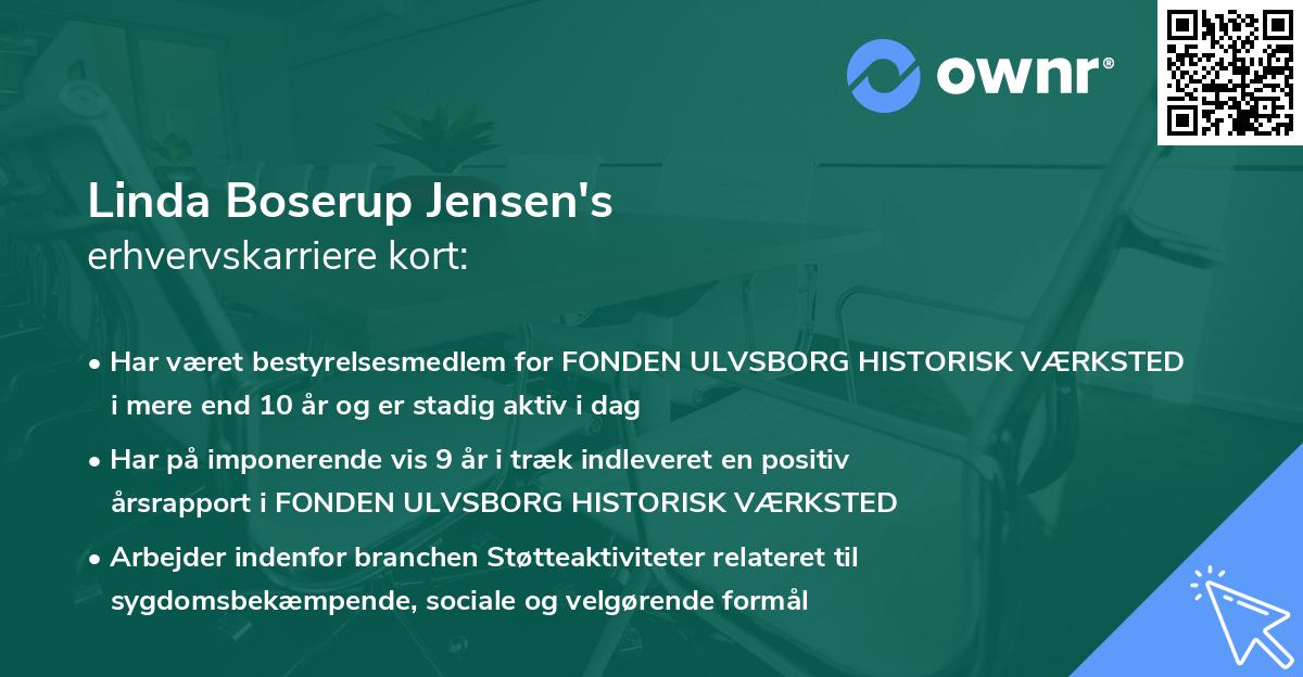 Linda Boserup Jensen's erhvervskarriere kort