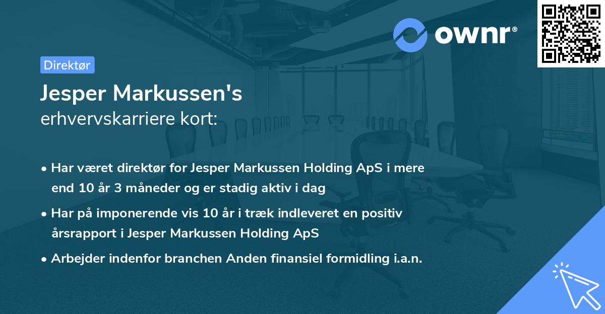 Jesper Markussen's erhvervskarriere kort