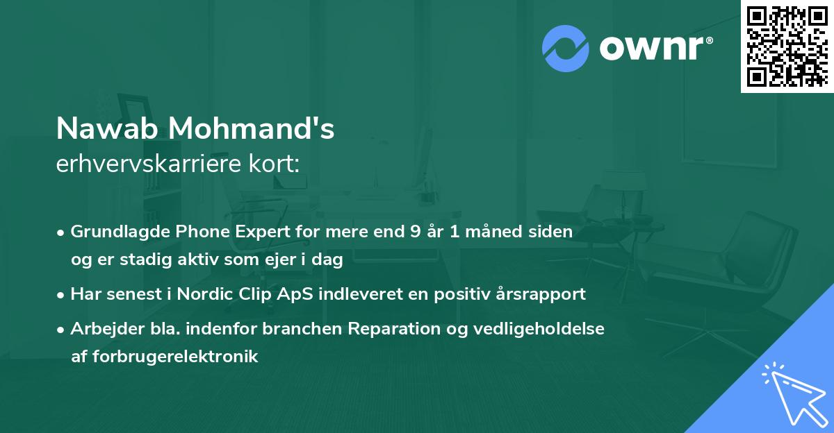 Nawab Mohmand's erhvervskarriere kort
