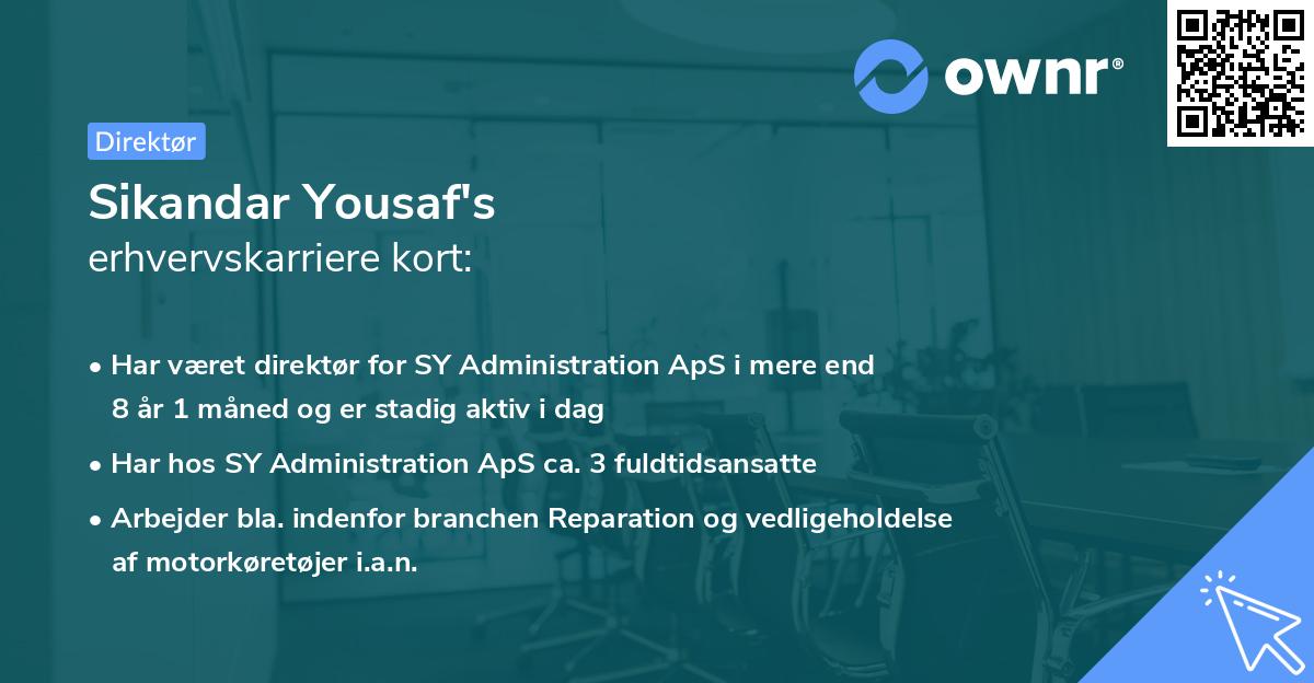 Sikandar Yousaf's erhvervskarriere kort