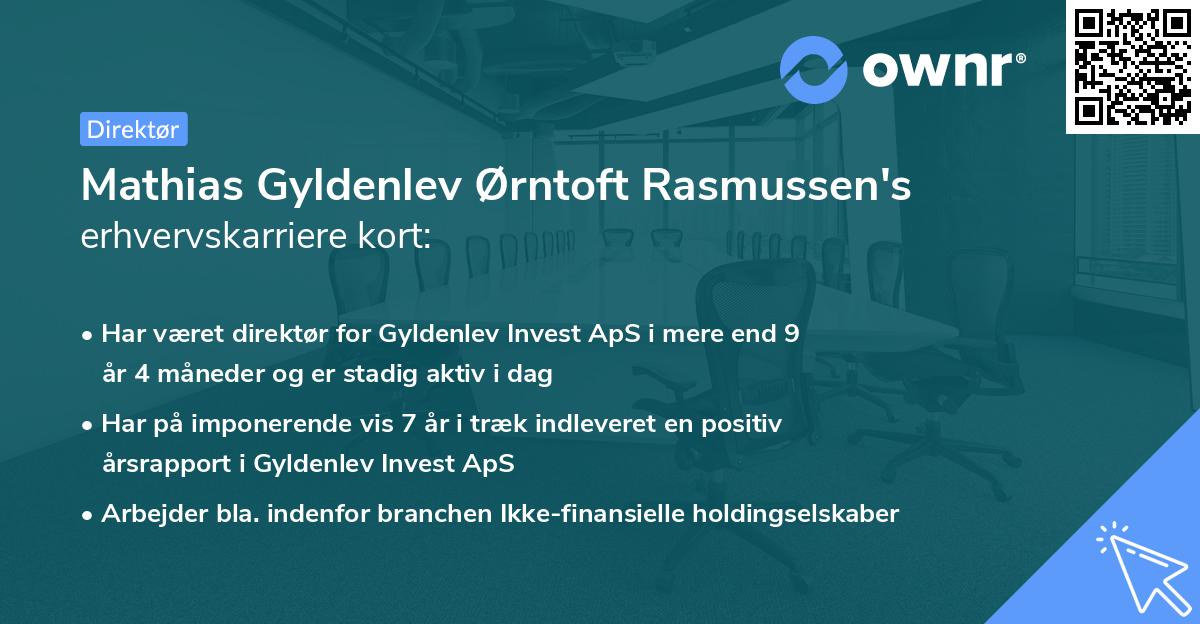Mathias Gyldenlev Ørntoft Rasmussen's erhvervskarriere kort