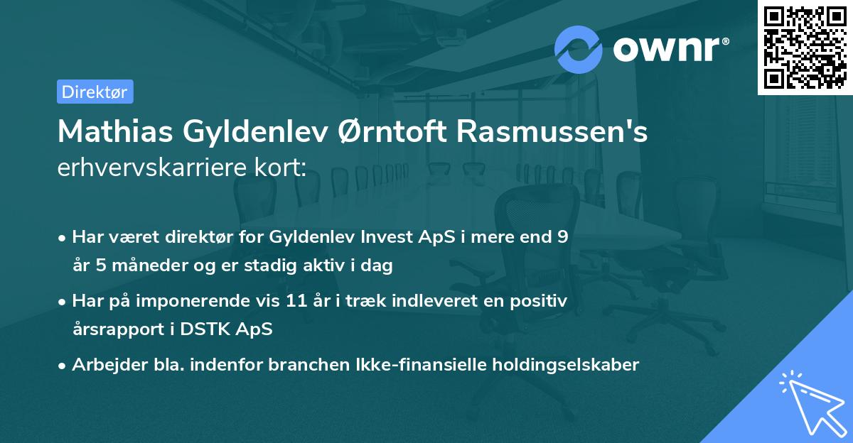 Mathias Gyldenlev Ørntoft Rasmussen's erhvervskarriere kort