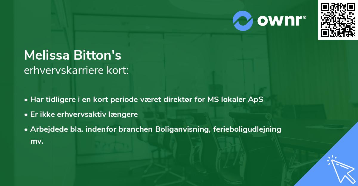 Melissa Bitton's erhvervskarriere kort