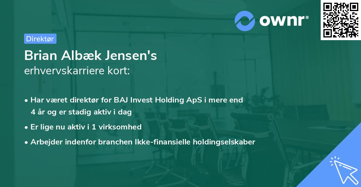 Brian Albæk Jensen's erhvervskarriere kort