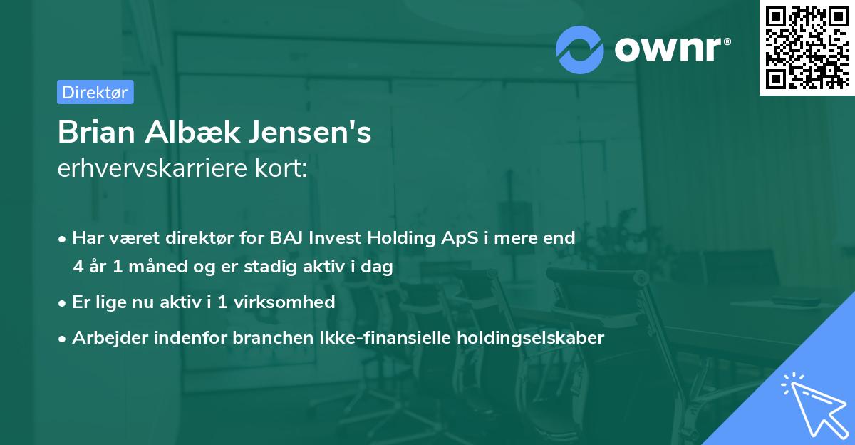 Brian Albæk Jensen's erhvervskarriere kort