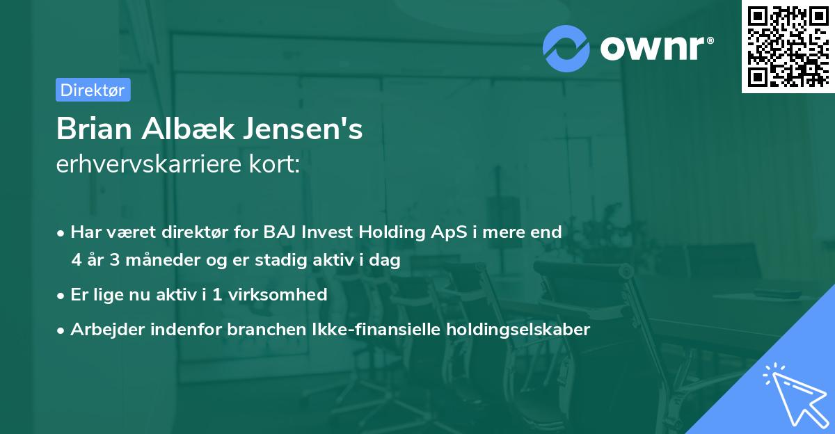 Brian Albæk Jensen's erhvervskarriere kort