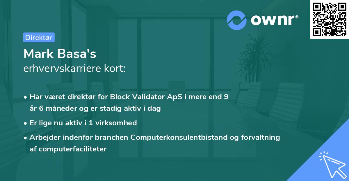 Mark Basa's erhvervskarriere kort
