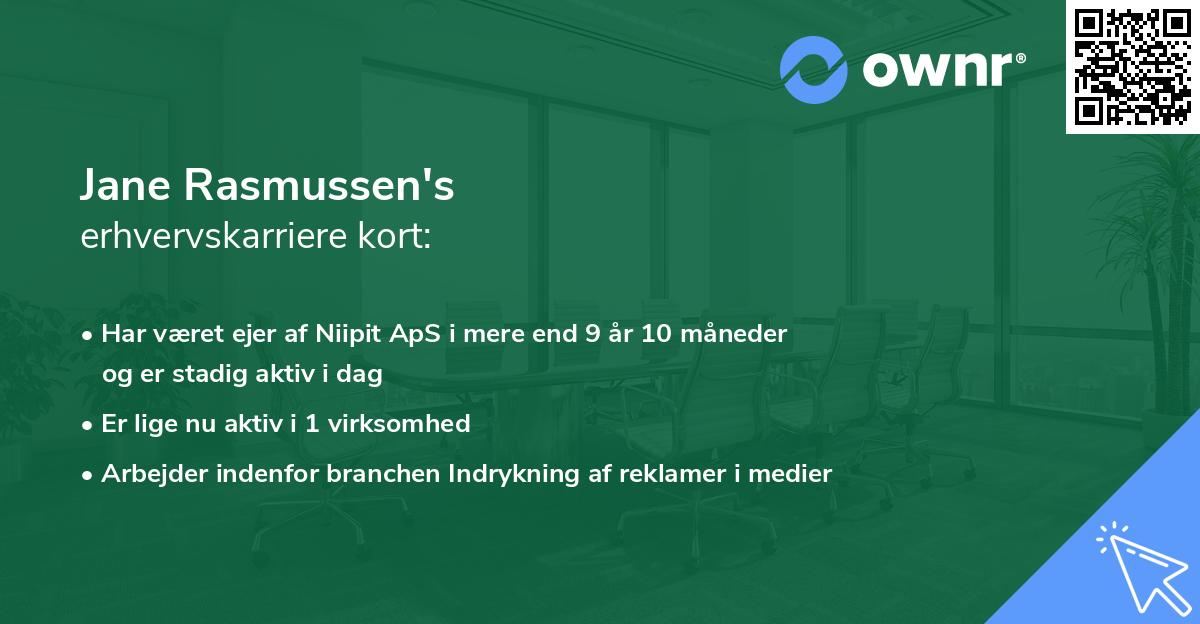Jane Rasmussen's erhvervskarriere kort