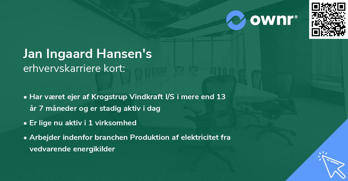 Jan Ingaard Hansen's erhvervskarriere kort