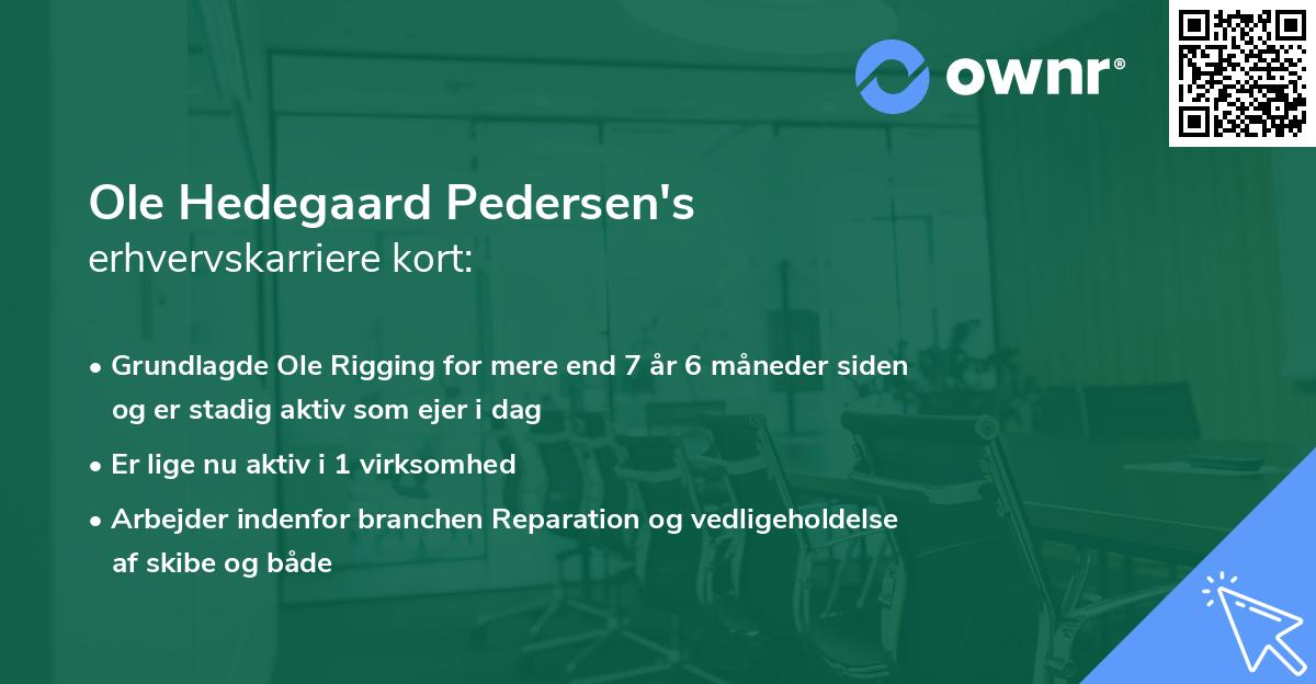 Ole Hedegaard Pedersen's erhvervskarriere kort