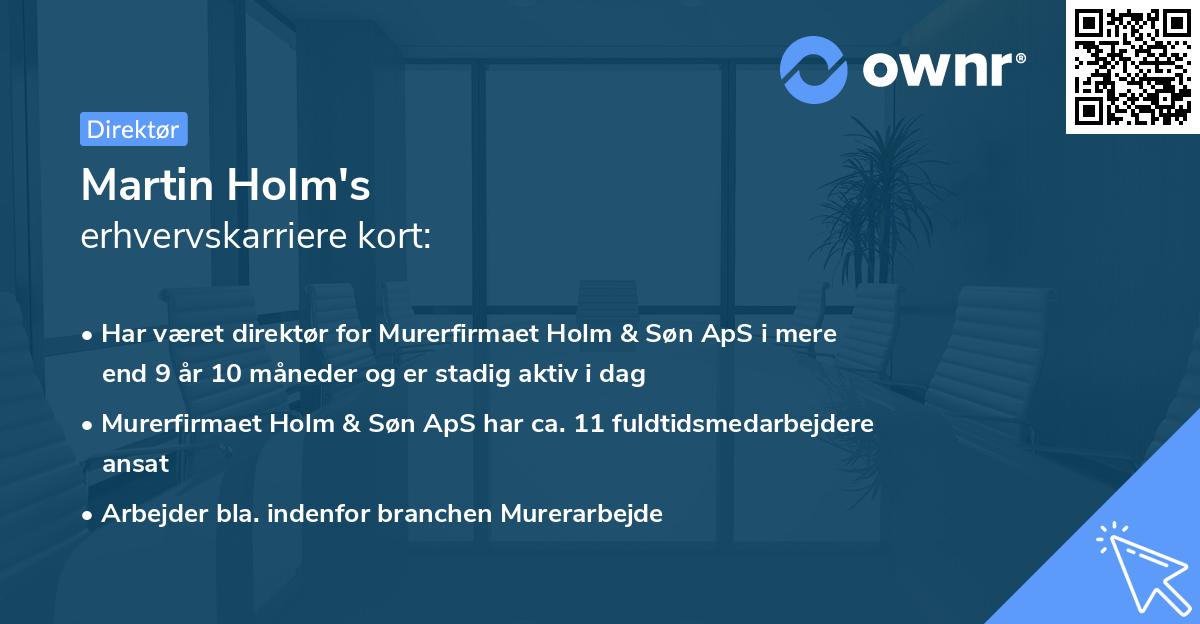Martin Holm's erhvervskarriere kort