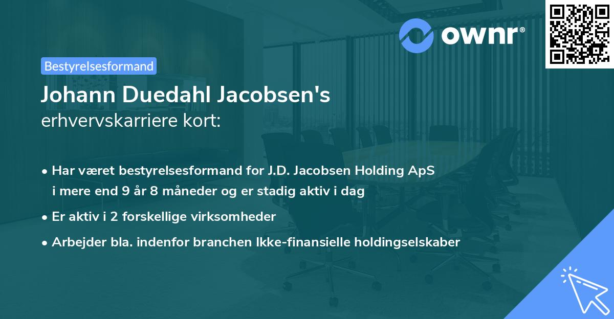 Johann Duedahl Jacobsen's erhvervskarriere kort