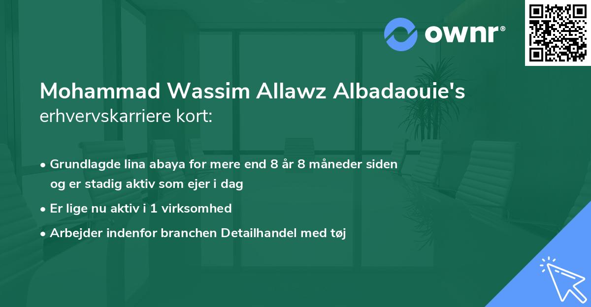 Mohammad Wassim Allawz Albadaouie's erhvervskarriere kort