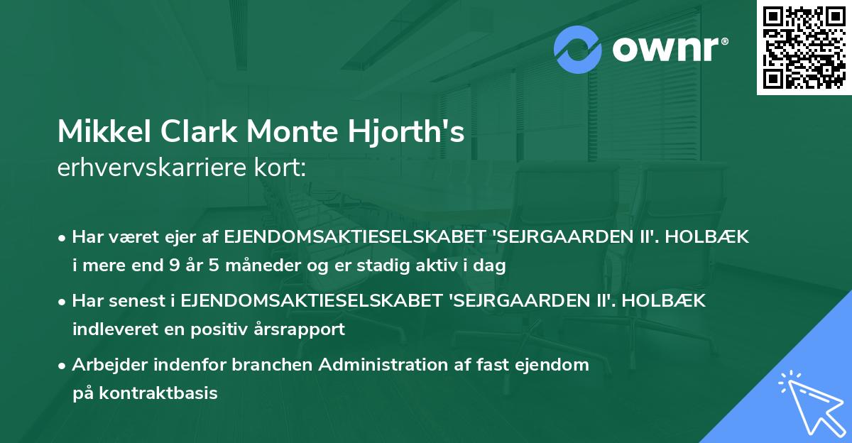 Mikkel Clark Monte Hjorth's erhvervskarriere kort