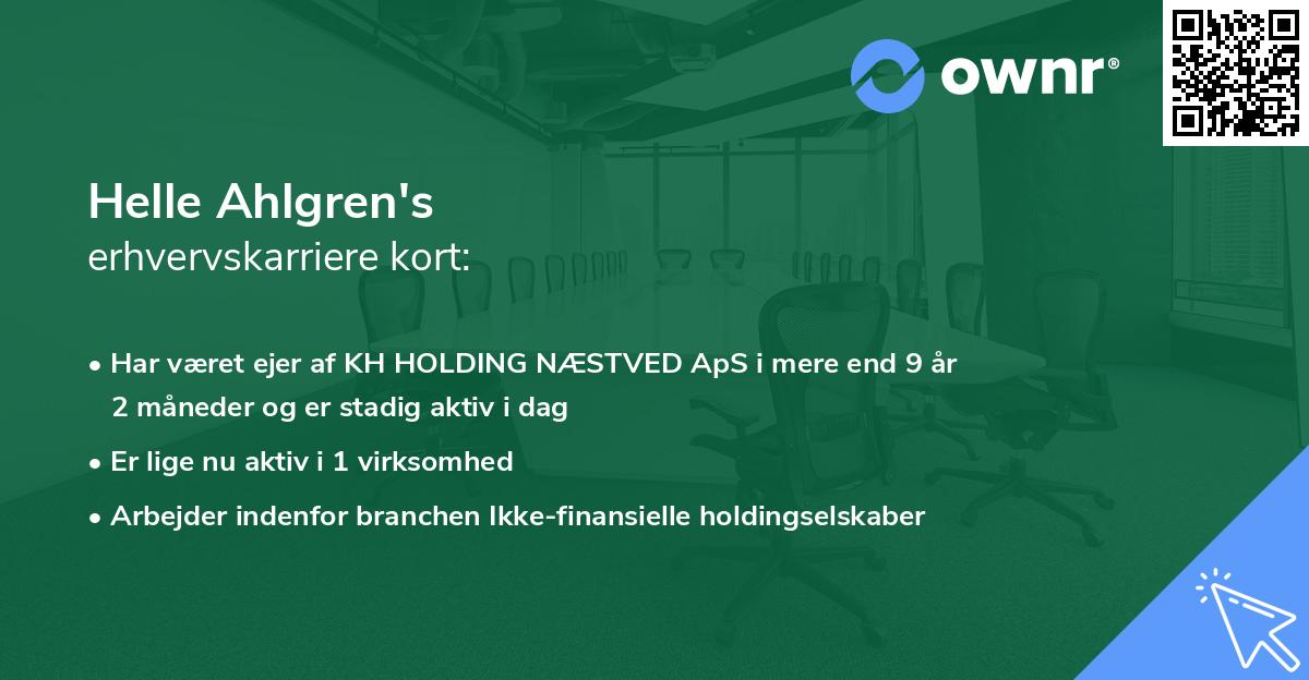 Helle Ahlgren's erhvervskarriere kort