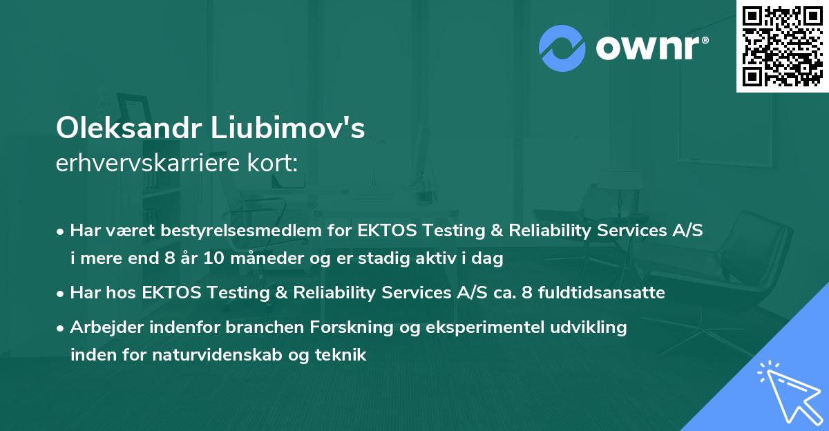 Oleksandr Liubimov's erhvervskarriere kort