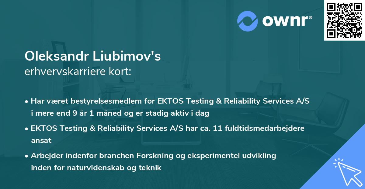 Oleksandr Liubimov's erhvervskarriere kort