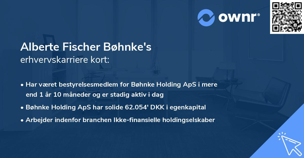 Alberte Fischer Bøhnke's erhvervskarriere kort