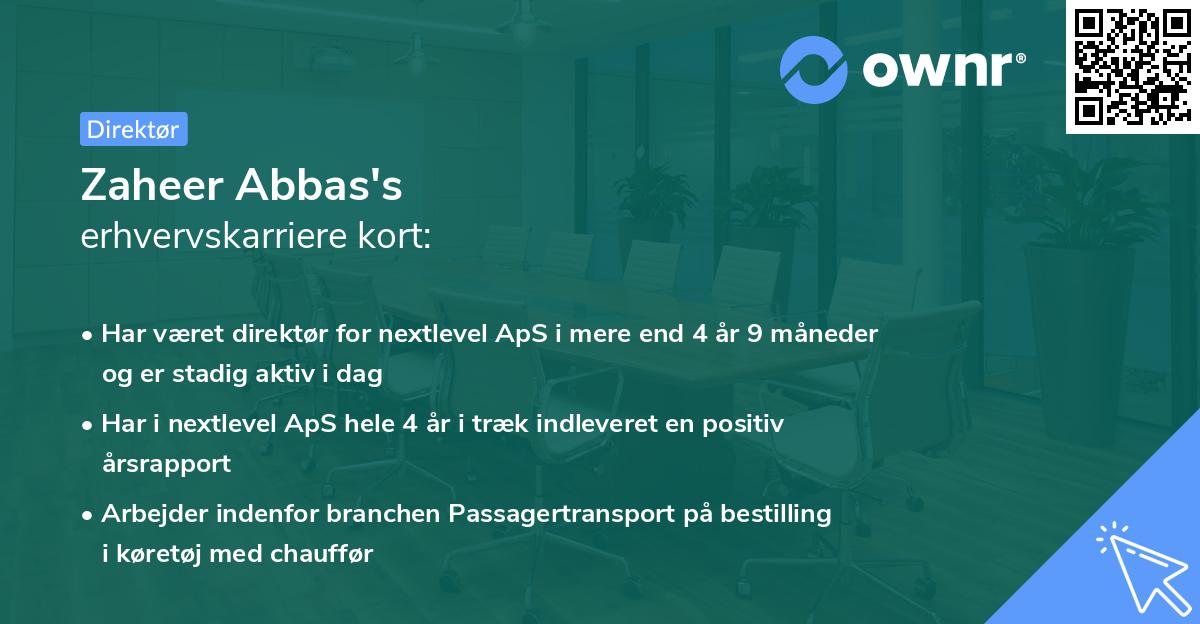 Zaheer Abbas's erhvervskarriere kort