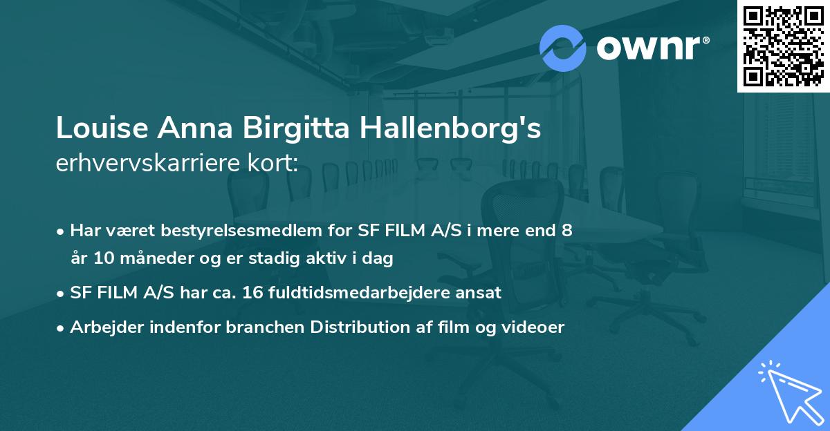 Louise Anna Birgitta Hallenborg's erhvervskarriere kort