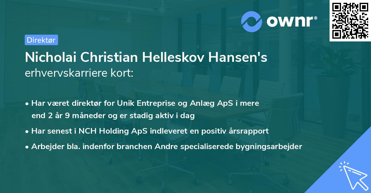 Nicholai Christian Helleskov Hansen's erhvervskarriere kort