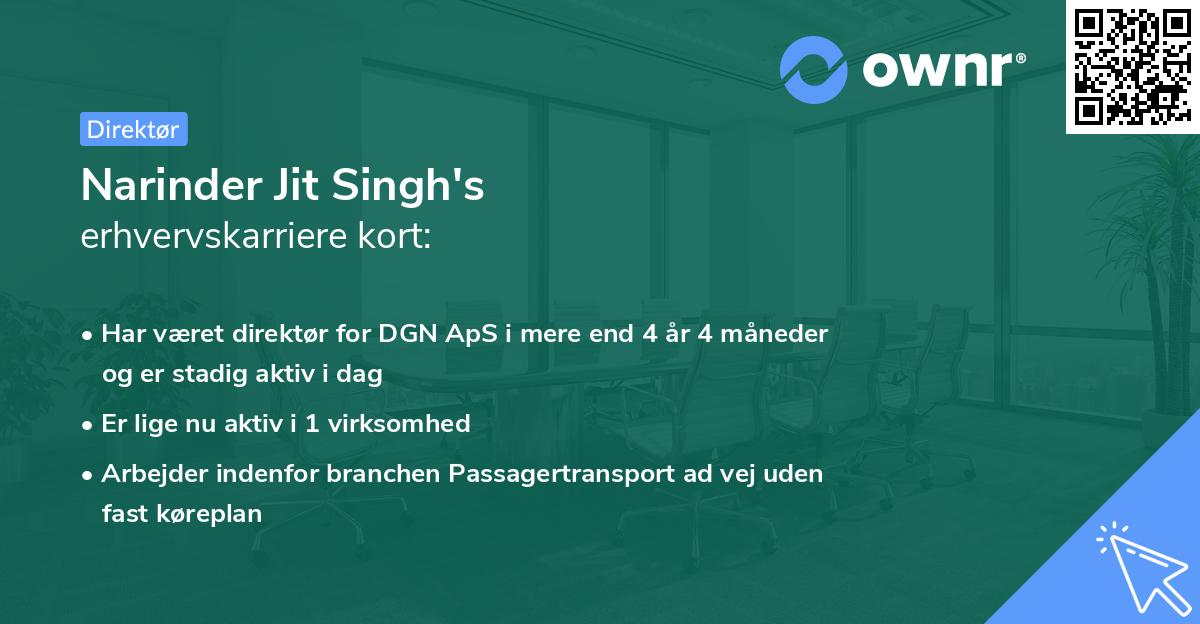 Narinder Jit Singh's erhvervskarriere kort