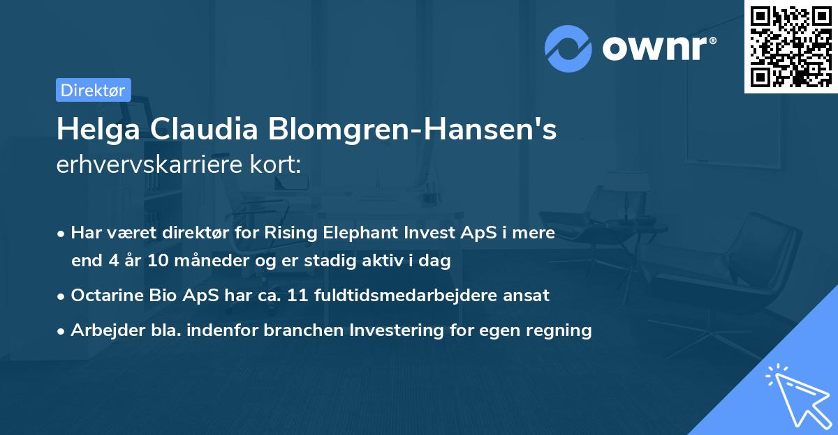 Helga Claudia Blomgren-Hansen's erhvervskarriere kort