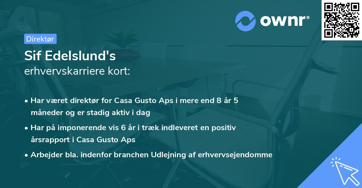 Sif Edelslund's erhvervskarriere kort