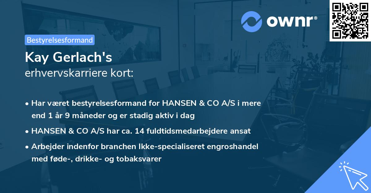 Kay Gerlach's erhvervskarriere kort