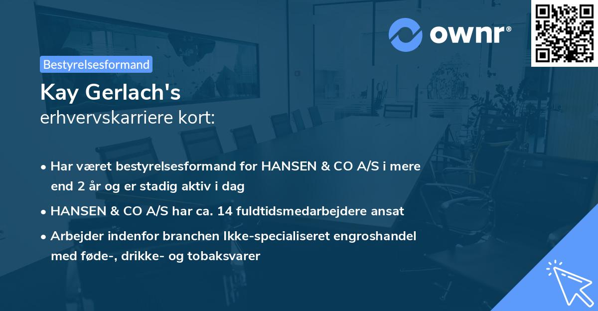 Kay Gerlach's erhvervskarriere kort