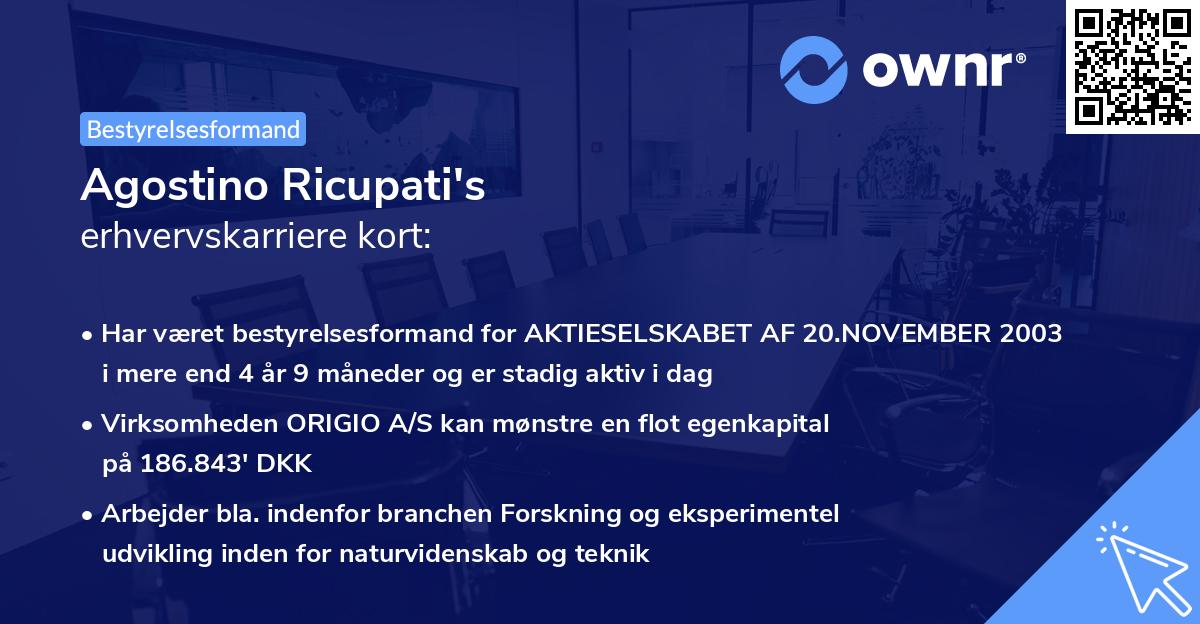 Agostino Ricupati's erhvervskarriere kort