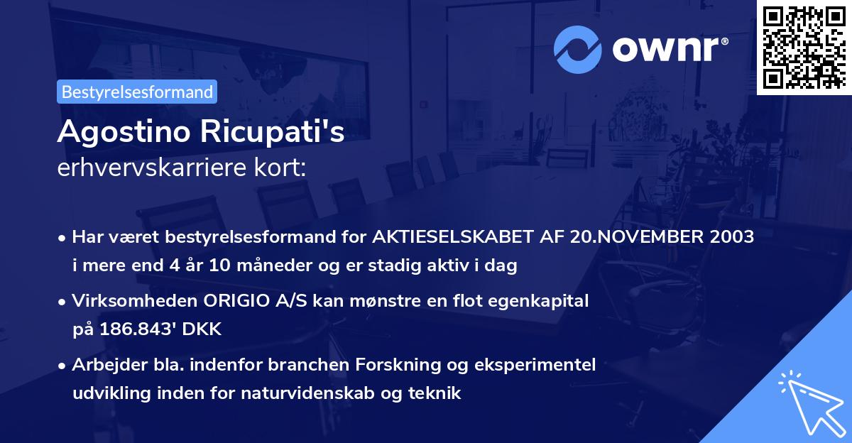 Agostino Ricupati's erhvervskarriere kort