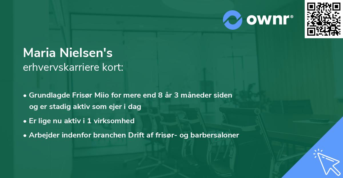 Maria Nielsen's erhvervskarriere kort