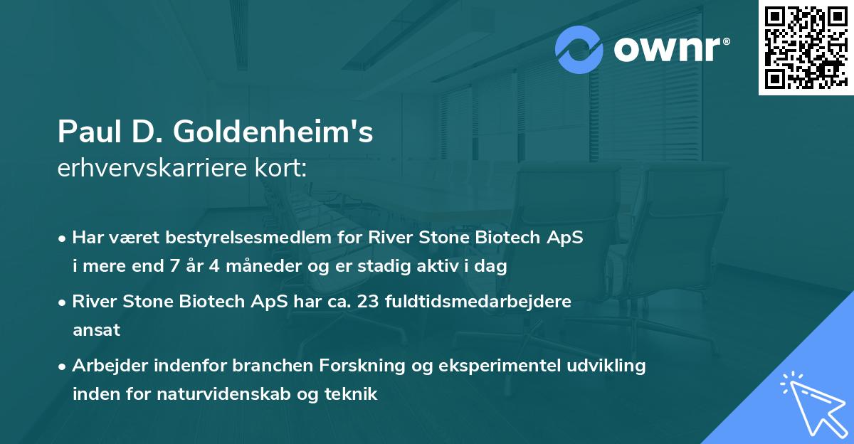 Paul D. Goldenheim's erhvervskarriere kort